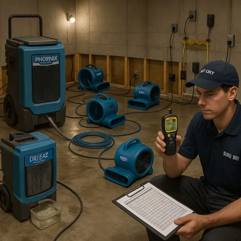 Structural Drying and Dehumidification process in South Bend, WA